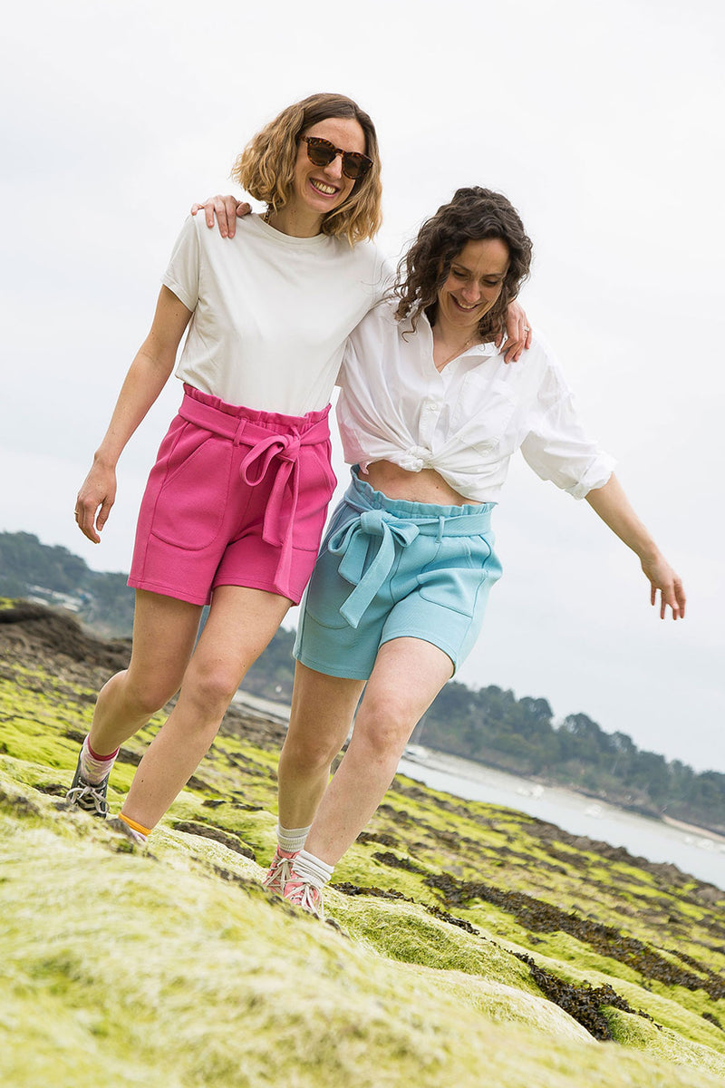 Short femme top coton leger