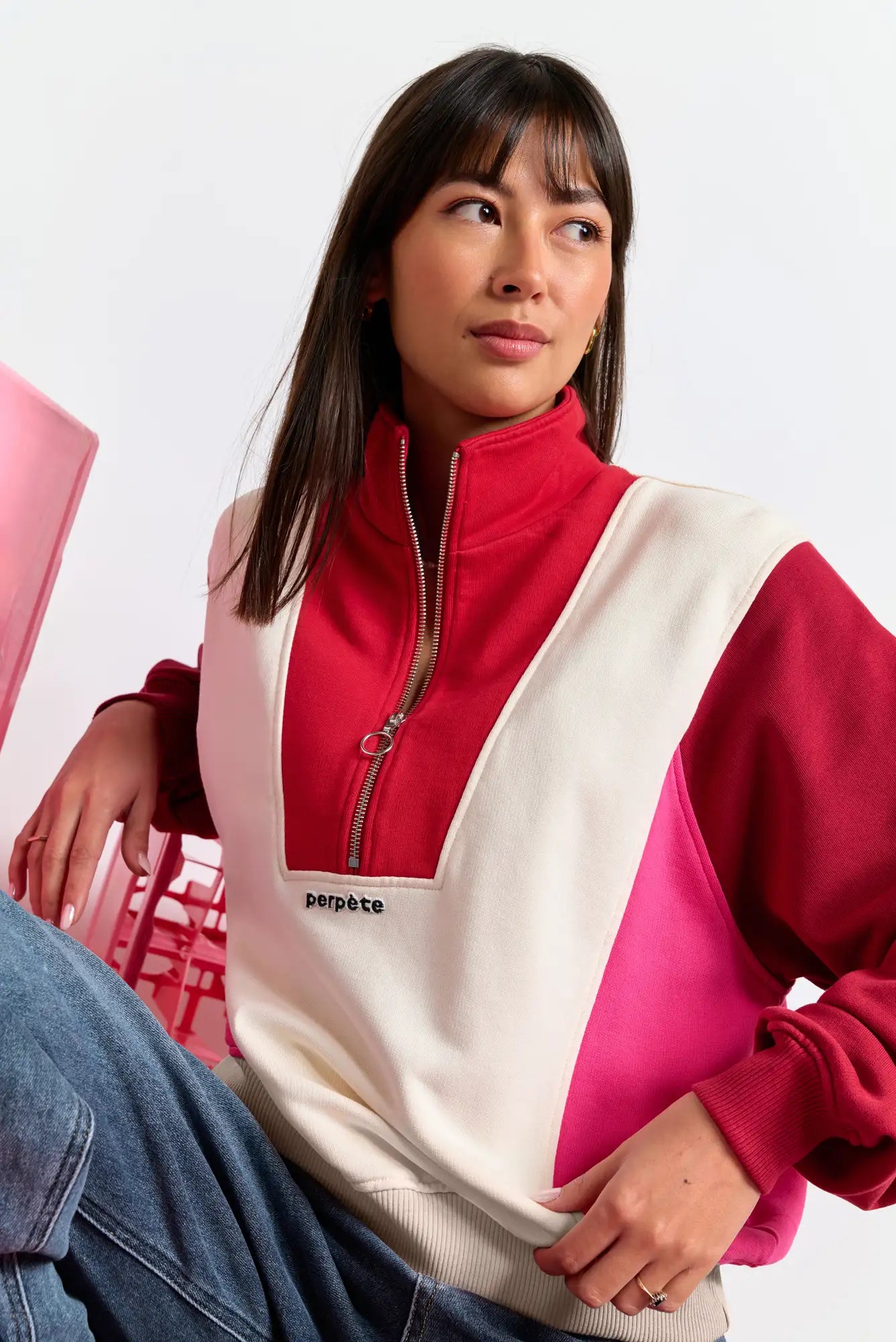 Sweatshirt Emma rouge pour femmes en coton biologique – Perpète