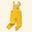 Salopette Shiny Perpète, mixte, en coton bio, coloris jaune, bretelles ajustables avec des boutons, à plat vue de face