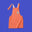 Robe Perpète Power enfant, en coton bio, coloris corail avec patch imprimé sur la poitrine, à plat, avec  bretelles reglables par boutons, vue de face