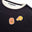 tee-shirt More Perpète enfant, coloris marine, mixte, en coton bio, zoom sur les patchs poitrine, un patch smiley et un patch P.