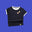 Tee-shirt More Perpète enfant, mixte, en coton bio, coloris marine avec le col et les bas de manches contrastés crèmes et des patchs smiley sur la poitrine, à plat